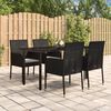 vidaXL Ensemble &agrave; manger de jardin coussins 5pcs Noir R&eacute;sine tress&eacute;e