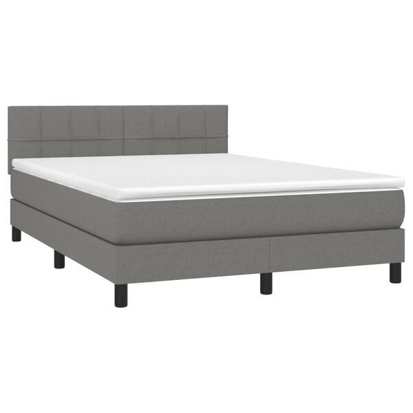 vidaXL Sommier &agrave; lattes de lit avec matelas Gris fonc&eacute; 140x190cm Tissu