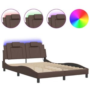 vidaXL Cadre de lit Viana avec LED sans matelas marron 140x200 cm