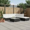 vidaXL Salon de jardin 6 pcs avec coussins résine tressée noir