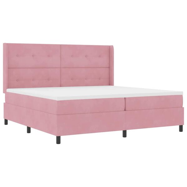 vidaXL Lit &agrave; ressorts avec matelas Rose 200 x 200 cm Velours