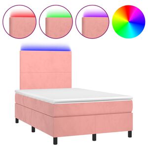 vidaXL Sommier &agrave; lattes de lit et matelas LED Rose 120x200 cm Velours