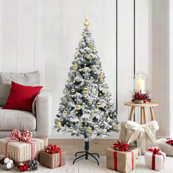 vidaXL Sapin de No&euml;l artificiel Blanc 150 cm PVC, Acier et Plastique