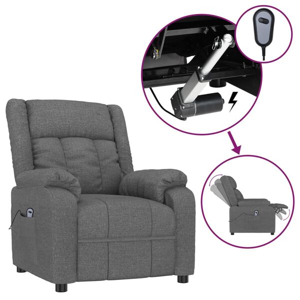 vidaXL Fauteuil inclinable &eacute;lectrique Gris fonc&eacute; Tissu