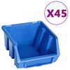 vidaXL Kit de bacs de stockage et panneaux muraux 48 pcs Bleu et noir