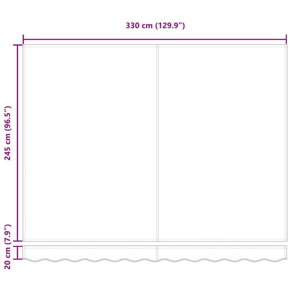 vidaXL Tissu de remplacement d'auvent pour cadre de 3,5 x 2,5 m noir