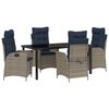vidaXL Ensemble de salle &agrave; manger pour jardin 5 pc Gris et Noir Rotin