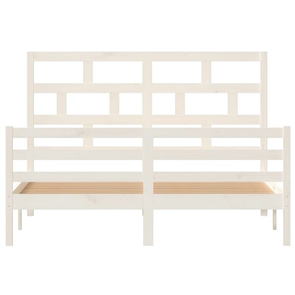 vidaXL Cadre de lit sans matelas blanc bois de pin massif