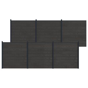 vidaXL Ensemble de Cl&ocirc;ture 6 pc 1045 x 186 cm WPC et Aluminium Noir