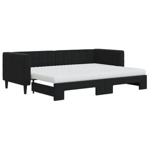 vidaXL Lit de jour avec lit gigogne et matelas noir 80x200 cm velours