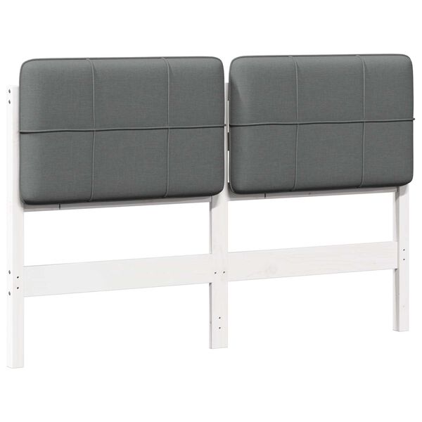 vidaXL T&ecirc;te de lit capitonn&eacute;e Blanc et gris clair 160 cm Pin massif