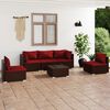 vidaXL Salon de jardin 6 pcs avec coussins R&eacute;sine tress&eacute;e Marron