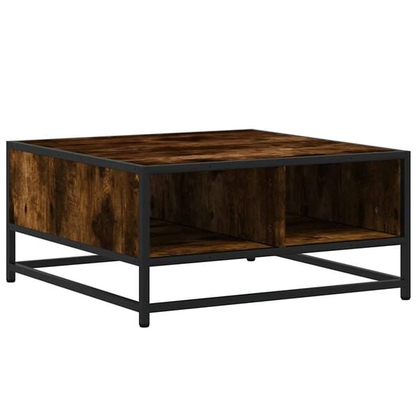 vidaXL Table basse chêne fumé 60,5x60,5x30 cm bois d'ingénierie/métal