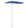 vidaXL Demi-parasol de jardin avec m&acirc;t 180x90 cm bleu azur&eacute;