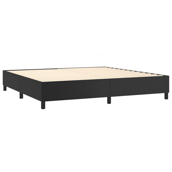 vidaXL Sommier &agrave; lattes de lit avec matelas Noir 200x200 cm Similicuir