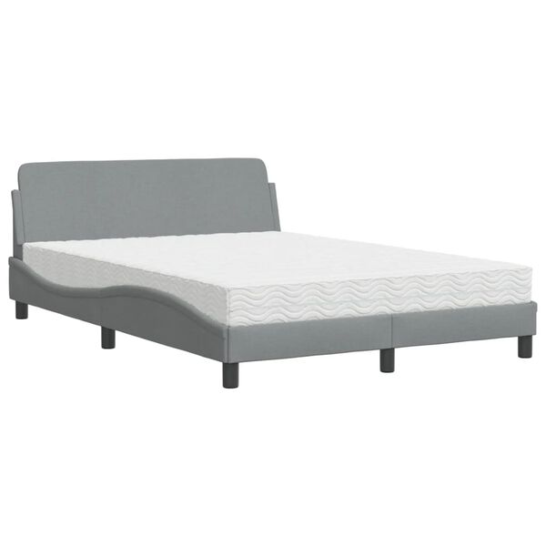vidaXL Lit avec matelas Dover gris clair 120x200 cm tissu