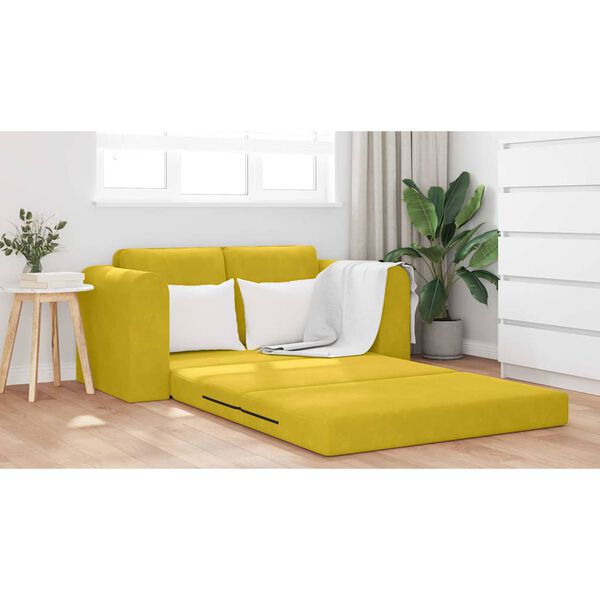 vidaXL Canap&eacute;-Lit Jaune 148 x 71 x 83 cm Velours