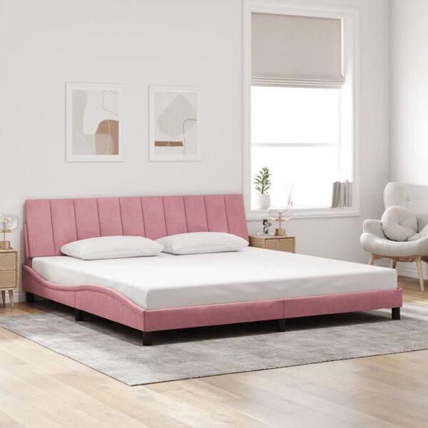 vidaXL Cadre de lit avec LED sans matelas Hanko rose 200x200 cm velours