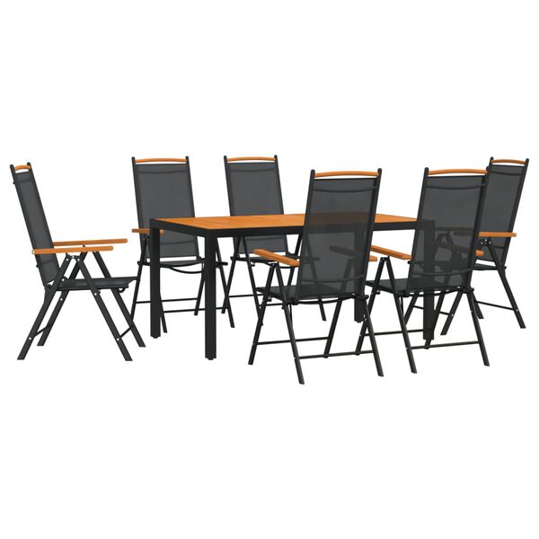 vidaXL Ensemble à manger de jardin 7 pcs noir et marron aluminium