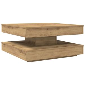vidaXL Table basse rotative &agrave; 360 degr&eacute;s ch&ecirc;ne artisanal 70x70x34,5 cm
