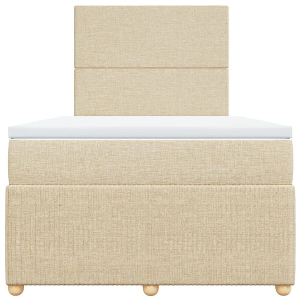 vidaXL Sommier &agrave; lattes de lit avec matelas cr&egrave;me 120x190 cm tissu
