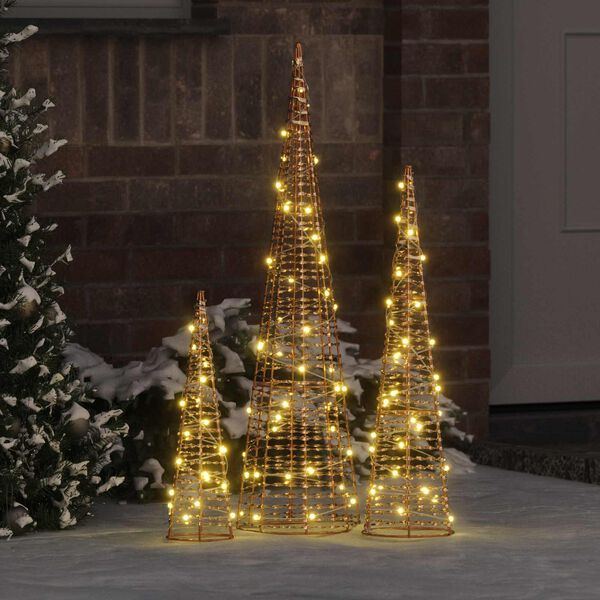 vidaXL Sapin de No&euml;l avec 90 LED 3 pcs Blanc chaud 20 x 20 x 80 cm PET