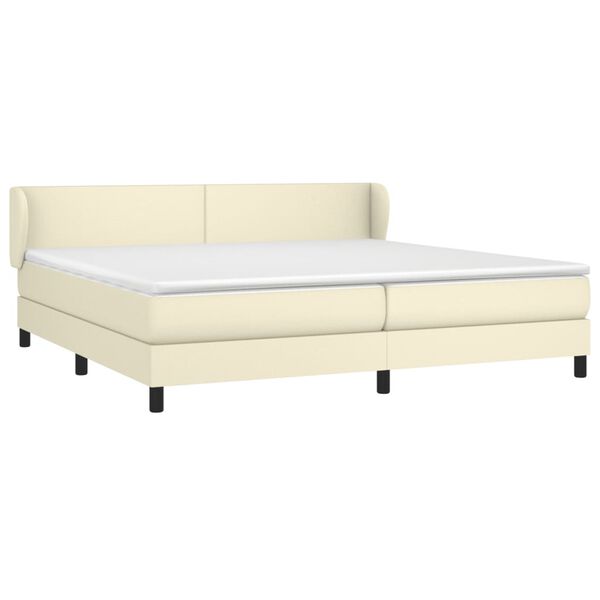 vidaXL Sommier &agrave; lattes de lit avec matelas Cr&egrave;me 200x200cm Similicuir