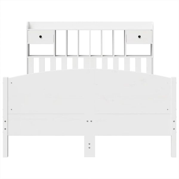 vidaXL Lit bibliothèque sans matelas blanc 150x200 cm bois pin massif