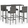 vidaXL Ensemble de bar de jardin 5 pcs et coussins R&eacute;sine tress&eacute;e Gris