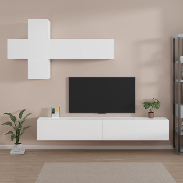 vidaXL Ensemble de meubles TV 7 pcs Blanc Bois d'ing&eacute;nierie