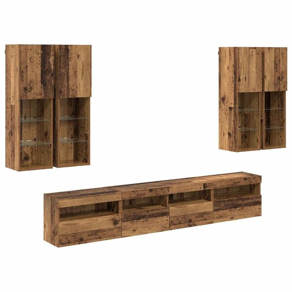 vidaXL Ensemble de meuble TV mural avec &eacute;clairage LED 7 pcs