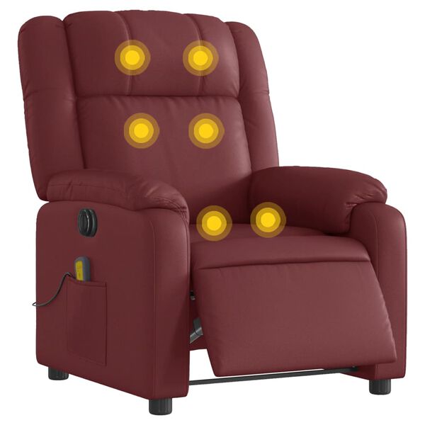 vidaXL Fauteuil de massage inclinable &eacute;lectrique rouge bordeaux