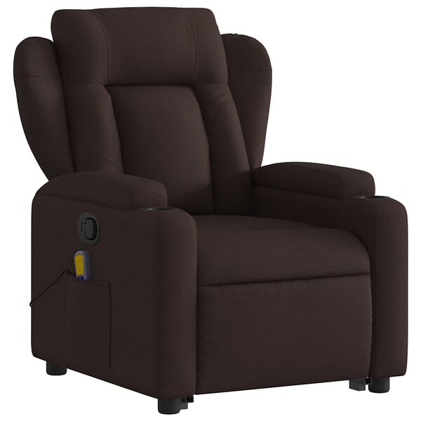 vidaXL Fauteuil inclinable de massage Marron foncé Tissu