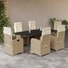 vidaXL Ensemble &agrave; manger de jardin et coussins 7 pcs beige poly rotin