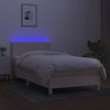 vidaXL Sommier &agrave; lattes de lit avec matelas LED Cr&egrave;me 100x200 cm Tissu