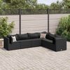 vidaXL Salon de jardin 6 pcs avec coussins Noir Résine tressée