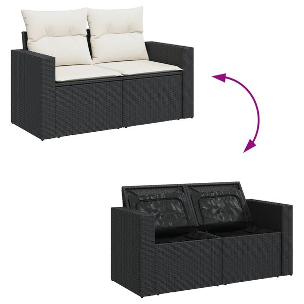 vidaXL Salon de jardin 11 pcs avec coussins noir résine tressée