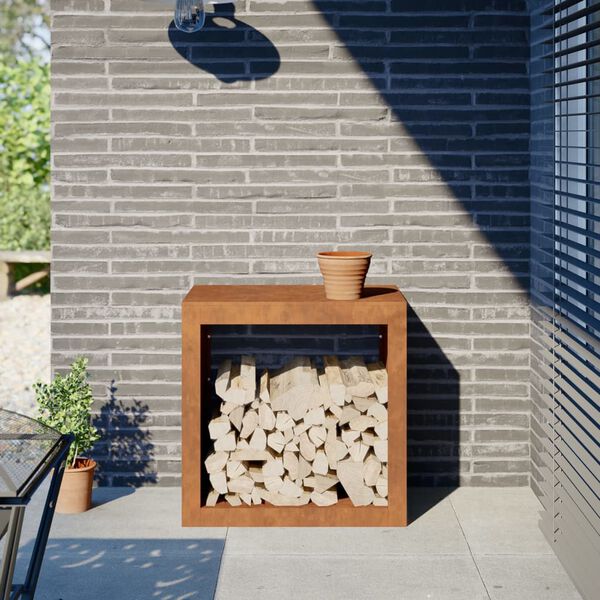 VidaXL &Eacute;tag&egrave;re &agrave; bois 60x40x60 cm acier r&eacute;sistant aux intemp&eacute;ries