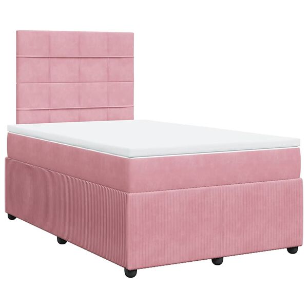 vidaXL Sommier &agrave; lattes de lit avec matelas Rose 120x200 cm Velours