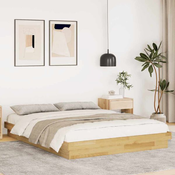 vidaXL Cadre de lit sans matelas 140x200 cm bois massif de chêne
