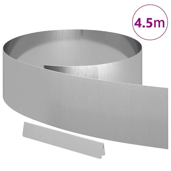 vidaXL Bordure de Pelouse Argent 450 x 0,05 x 15 cm Acier galvanis&eacute;