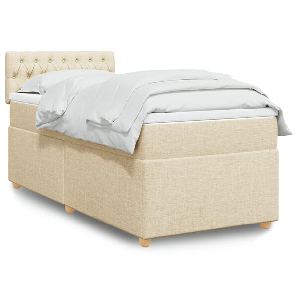 vidaXL Sommier à lattes de lit et matelas Crème 90x190 cm Tissu