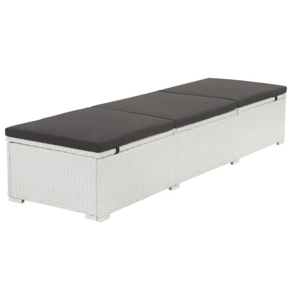 vidaXL Chaise longue avec coussin R&eacute;sine tress&eacute;e Blanc