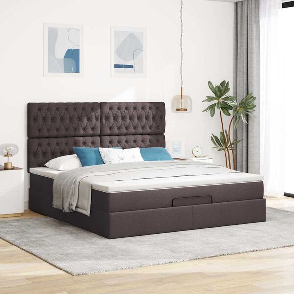 VidaXL Cadre de lit ottoman avec matelas marron foncé 160x200 cm tissu