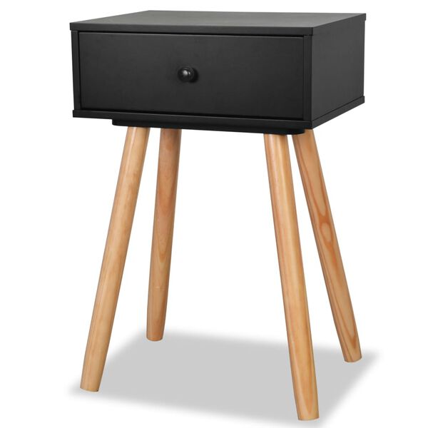 vidaXL Table de chevet 2 pcs Bois de pin massif 40 x 30 x 61 cm Noir