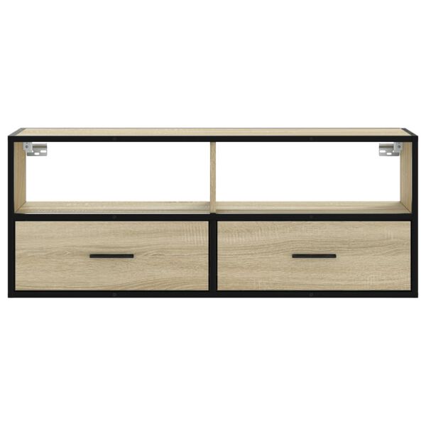 vidaXL Meuble TV ch&ecirc;ne sonoma 100x31x39,5cm bois d'ing&eacute;nierie et m&eacute;tal