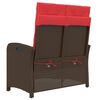 vidaXL Banc inclinable de jardin avec coussins marron r&eacute;sine tress&eacute;e