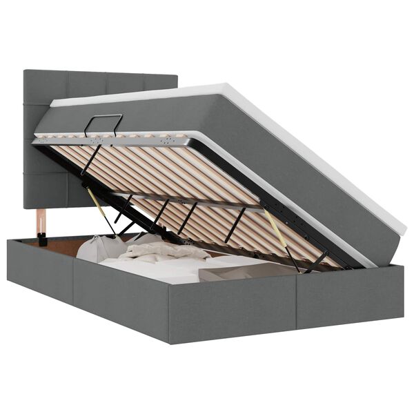 vidaXL Lit avec rangement et matelas Gris fonc&eacute; 120 x 190 cm tissu