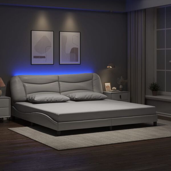 vidaXL Cadre de lit avec LED sans matelas Hvar blanc 200x200 cm
