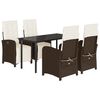 vidaXL Ensemble &agrave; manger de jardin 5 pcs et coussins marron poly rotin